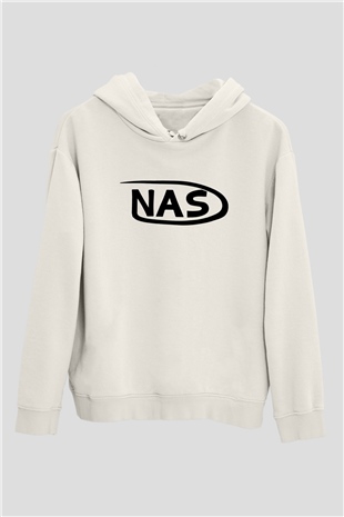 Nas Beyaz Unisex Kapşonlu Sweatshirt