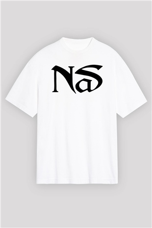 Nas Beyaz Unisex Oversize Tişört T-Shirt