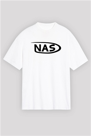 Nas Beyaz Unisex Oversize Tişört T-Shirt