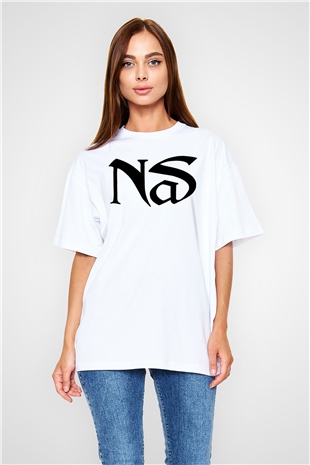 Nas Beyaz Unisex Oversize Tişört T-Shirt