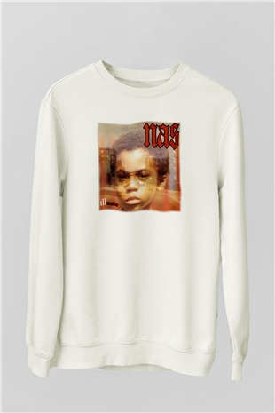 Nas Beyaz Unisex Sweatshirt