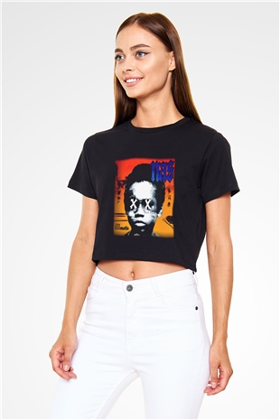 Nas Siyah Crop Top Tişört