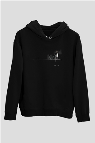 Nas Siyah Unisex Kapüşonlu Sweatshirt