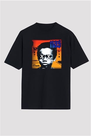 Nas Siyah Unisex Oversize Tişört T-Shirt