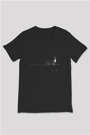 Nas Siyah Unisex V Yaka Tişört