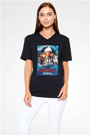 National Lampoons Vacation Siyah Unisex  V Yaka Tişört