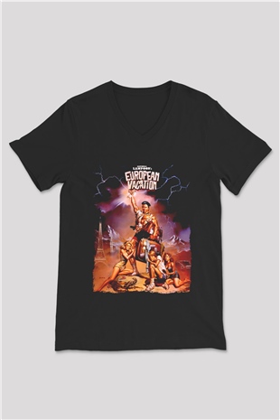 National Lampoons Vacation Siyah Unisex  V Yaka Tişört