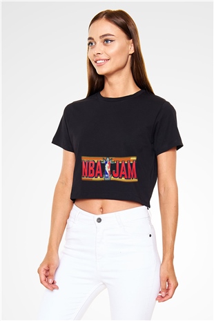 NBA Jam Siyah Crop Top Tişört