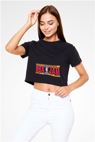 NBA Jam Siyah Crop Top Tişört