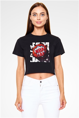 NBA Jam Siyah Crop Top Tişört