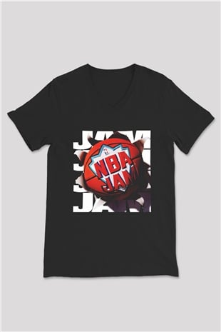 NBA Jam Siyah Unisex V Yaka Tişört T-Shirt