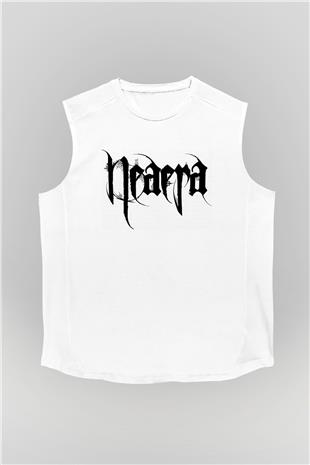 Neaera Baskılı Beyaz Unisex Kolsuz Tişört - Tshirt