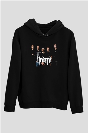 Neaera Baskılı Unisex Siyah Kapüşonlu Sweatshirt