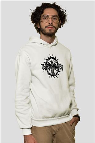 Necrophagist Baskılı Beyaz Unisex Kapüşonlu Sweatshirt