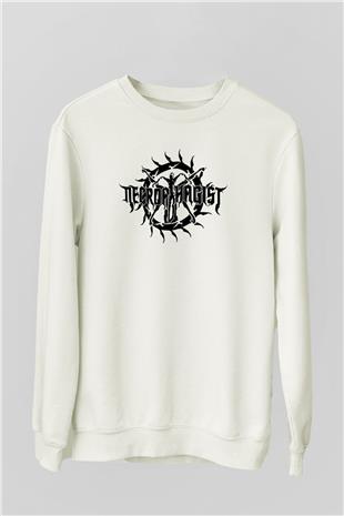 Necrophagist Baskılı Beyaz Unisex Sweatshirt