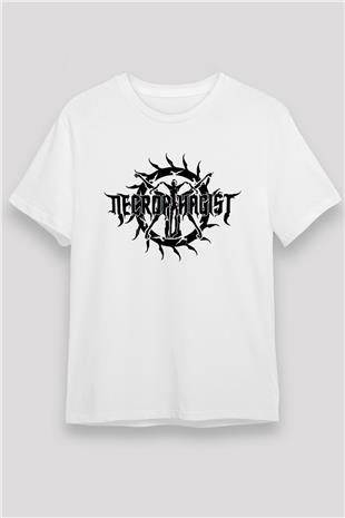 Necrophagist Baskılı Unisex Beyaz Tişört - Tshirt