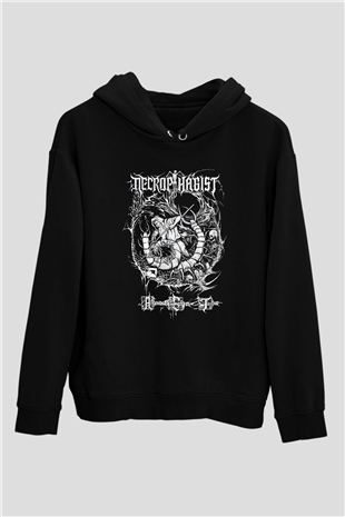 Necrophagist Baskılı Unisex Siyah Kapüşonlu Sweatshirt