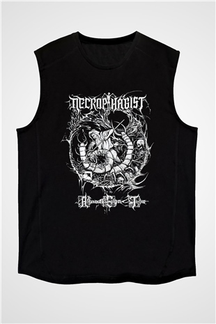 Necrophagist Baskılı Unisex Siyah Kolsuz Tişört - Tshirt
