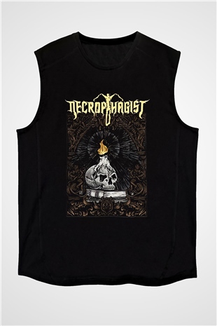 Necrophagist Baskılı Unisex Siyah Kolsuz Tişört - Tshirt
