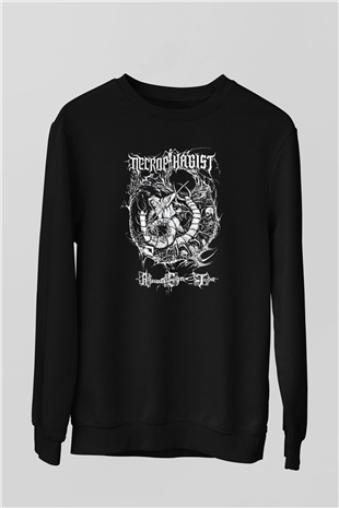 Necrophagist Baskılı Unisex Siyah Sweatshirt