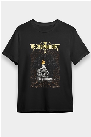 Necrophagist Baskılı Unisex Siyah Tişört - Tshirt
