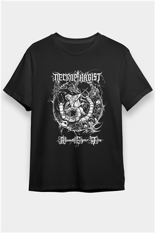 Necrophagist Baskılı Unisex Siyah Tişört - Tshirt