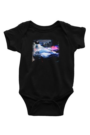 Need for Speed Baskılı Siyah Bebek Body - Zıbın