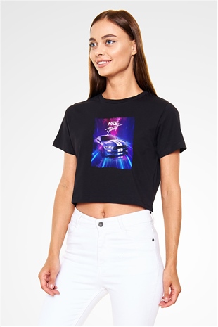 Need for Speed Siyah  Crop Top Tişört