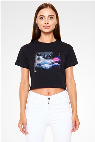 Need for Speed Siyah Crop Top Tişört