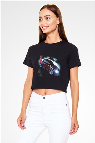Need for Speed Siyah Crop Top Tişört