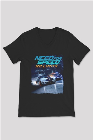 Need for Speed Siyah Unisex V Yaka Tişört