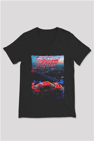 Need for Speed Siyah Unisex V Yaka Tişört