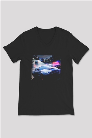 Need for Speed Siyah Unisex V Yaka Tişört T-Shirt