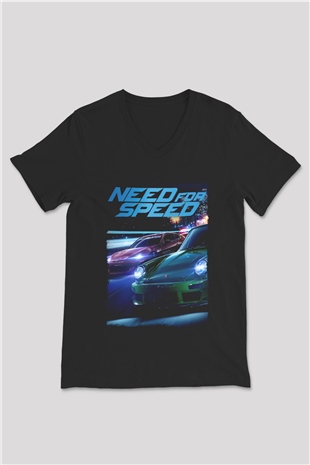 Need for Speed Siyah Unisex V Yaka Tişört