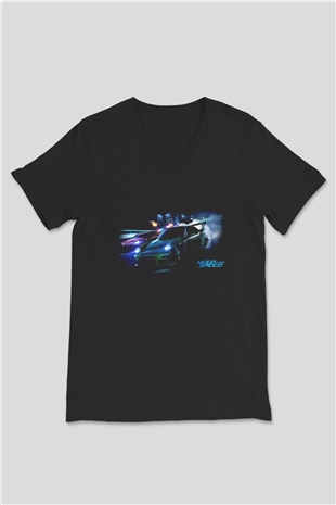 Need for Speed Siyah Unisex V Yaka Tişört T-Shirt
