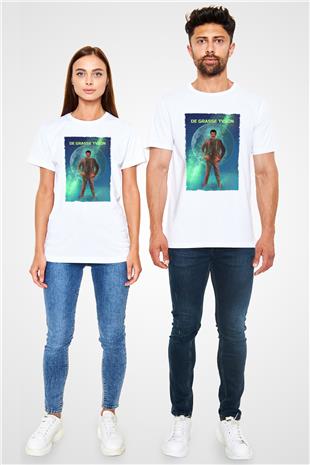 Neil De Grasse Tyson Baskılı Unisex Beyaz Tişört - Tshirt