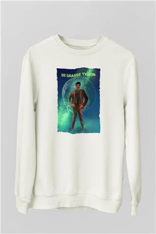Neil De Grasse Tyson Baskılı Unisex Ekru Sweatshirt