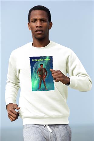 Neil De Grasse Tyson Baskılı Unisex Ekru Sweatshirt