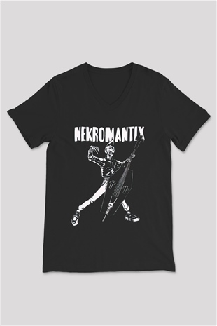 Nekromantix Siyah Unisex V Yaka Tişört