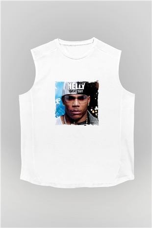 Nelly Baskılı Unisex Beyaz Kolsuz Tişört