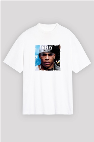Nelly Baskılı Oversize Beyaz Tişört