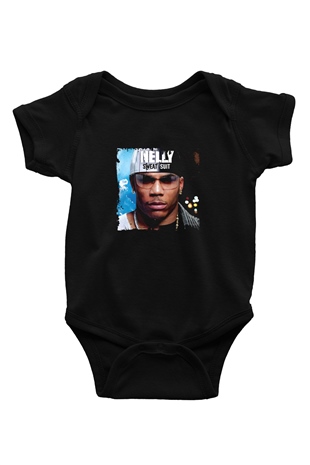 Nelly Baskılı Unisex Siyah Bebek Body - Zıbın