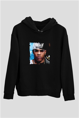 Nelly Baskılı Unisex Siyah Hoodie