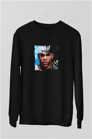 Nelly Baskılı Unisex Siyah Sweatshirt