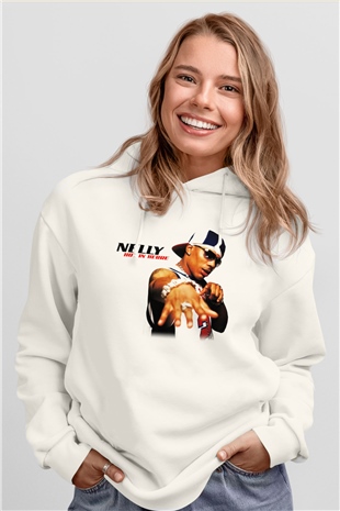 Nelly Beyaz Unisex Kapşonlu Sweatshirt