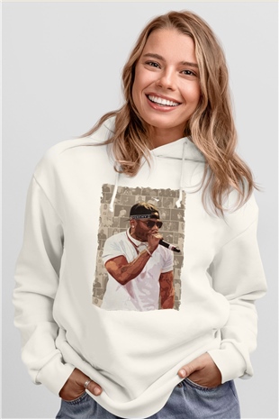 Nelly Beyaz Unisex Kapüşonlu Sweatshirt