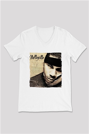 Nelly Beyaz Unisex V Yaka Tişört