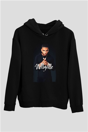Nelly Siyah Unisex Kapüşonlu Sweatshirt