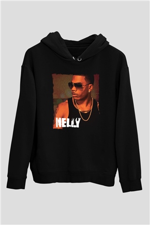 Nelly Siyah Unisex Kapüşonlu Sweatshirt
