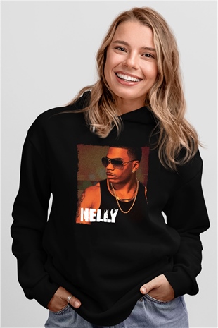 Nelly Siyah Unisex Kapüşonlu Sweatshirt